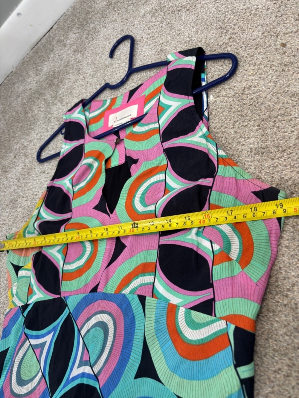 Anthropologie Kenzie Asymmetrical Midi Dress 12 retro geometric print colorful - Picture 6 of 13